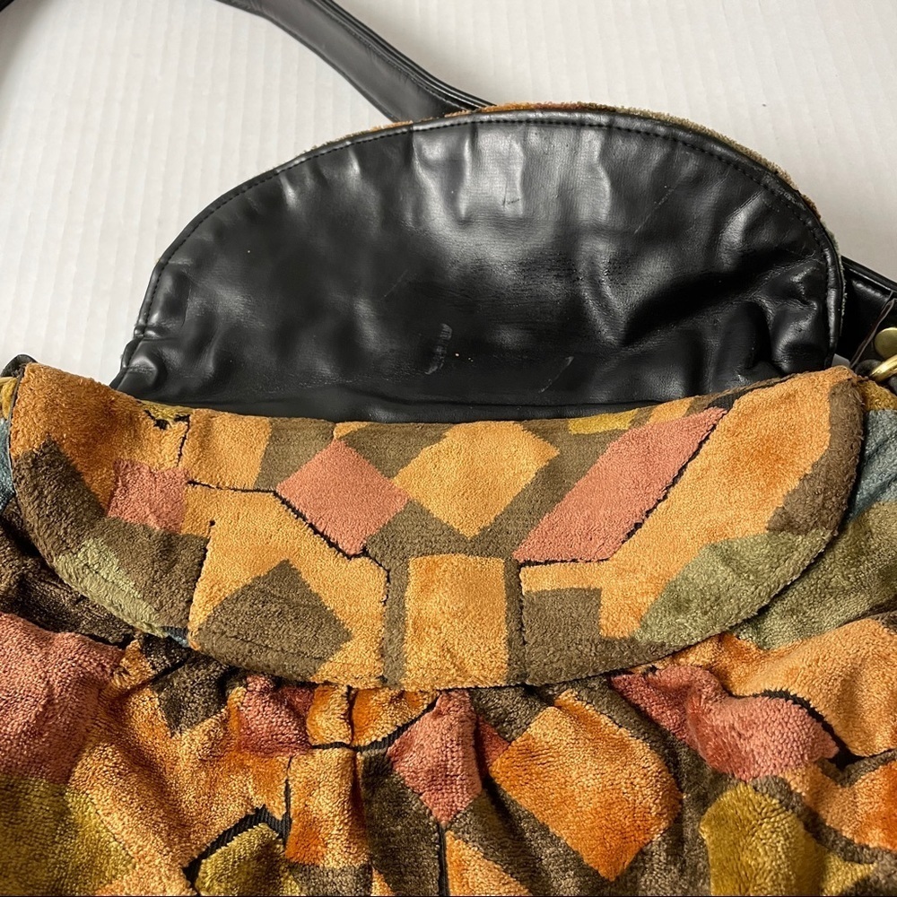 Vintage Velvet Brown Multi Patch Pattern Flap Clo… - image 5